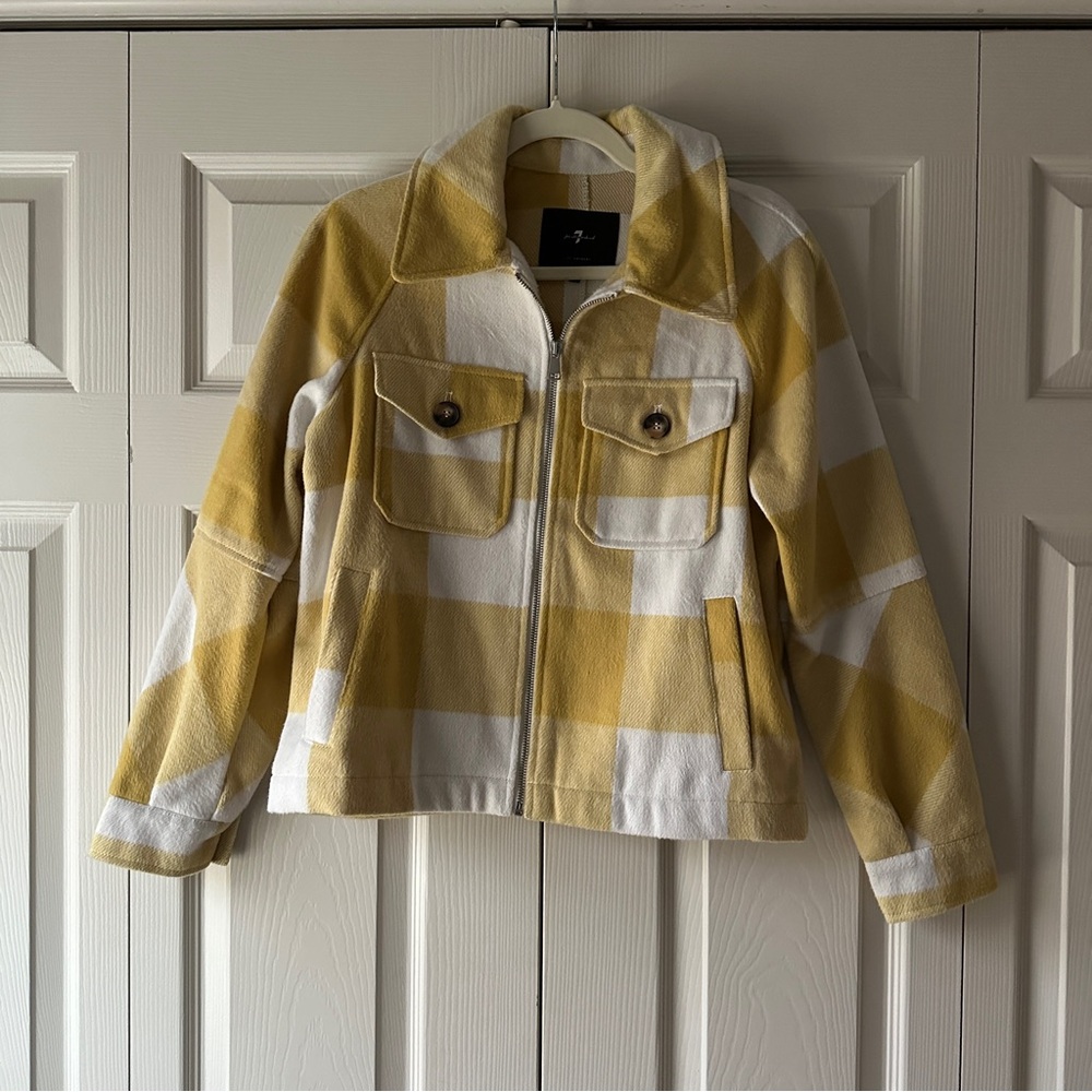 7 for All Mankind Yellow and White Plaid Jacket